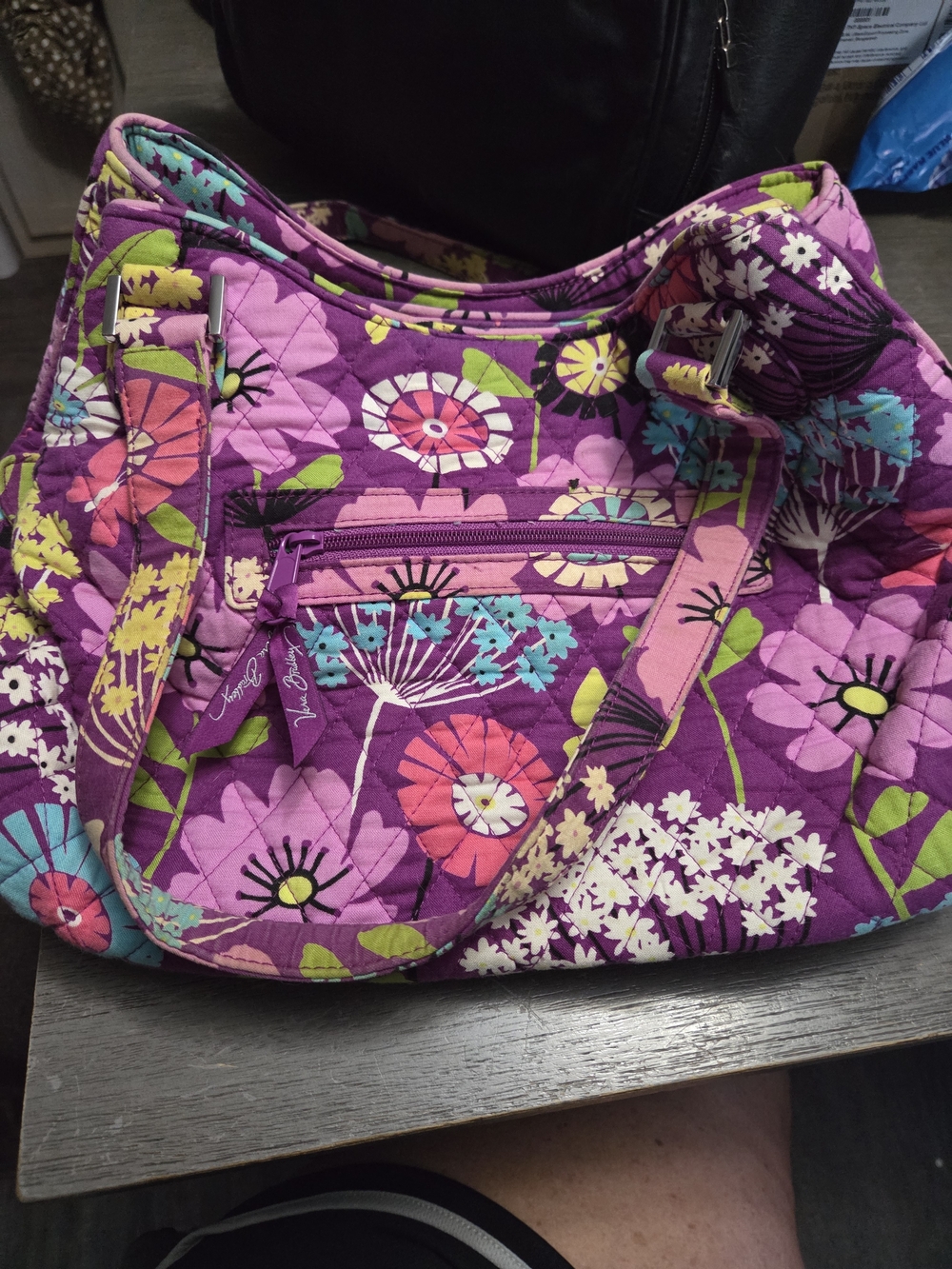 Vera Bradley Purple Quilted Floral Shoulder Bag